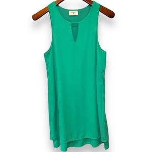 Everly Ruffle Double Hem Shift Dress Size Medium Peacock Teal Green Flowy